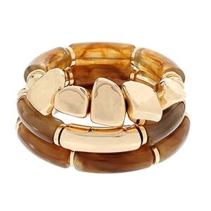 3 Row Pebble Shape & Cylinder Bracelet